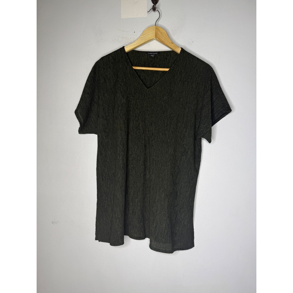 Eileen Fisher green Crinkle Textured Tunic Top and Wide Leg Pant set xs/s - Picture 2 of 9
